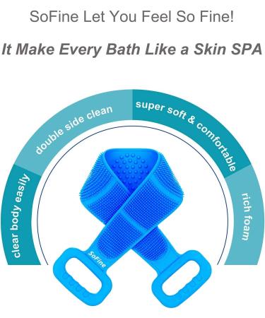 2 Pcs Sofine Silicone Bath Scrubber with Massage Beads & Soft Bristles - Exfoliating Back Body Brush Set for Gentle Cleansing and Relaxation - Buy Online on GoSupps.com