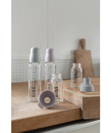 Bibs Baby Glass Bottle 110ml - Colic Reducing Natural Rubber Sucker Supports Breastfeeding - Made in Denmark | Complete Set - Buy Online on GoSupps.com