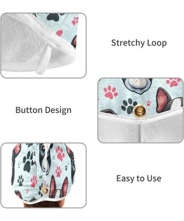 Dog Footprints Hair Towel 2 Pack - Super Absorbent Quick Dry Hair Turbans for Women & Girls | Ideal for Fast Drying - Buy Online on GoSupps.com