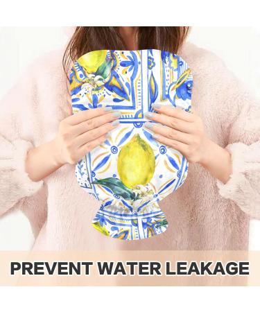 Hot Water Bottle with Cover - 1L Small for Pain Relief | Bed Hand & Feet - BPA-Free Lemon Fruits Design - Buy Online on GoSupps.com
