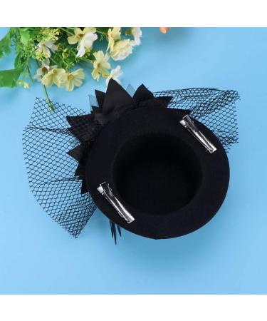 FRCOLOR Mini Top Hat Fascinator Hair Clip Black Veil Top Hat Hair Clip Hair Accessories for Halloween Tea Party - Buy Online on GoSupps.com