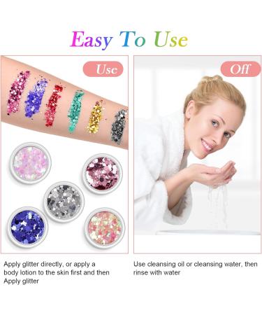 AOOWU 12 Colors Chunky Glitter Sequins for Nail & Festival Art - Holographic Cosmetic Powder for Face, Body, Eyes, Hair & DIY (08) - Buy Online on GoSupps.com