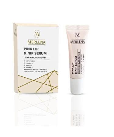 Merlena Pink Lip & Nip Serum - Hydrates and Repairs Dry Peeling Lips and Nipples Adds Collagen for Plumpness Soothes Flaky Skin Organic Vitamin C & E Formula 8ml