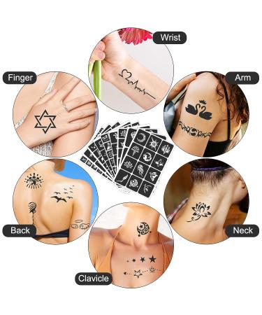 FANOST Tattoo Stencils Kit - 24 Sheets, 400 Designs for Kids, Teens, Adults - Henna, Airbrush, Real Tattoos - Face, Hand, Finger Stencils - Buy Online on GoSupps.com