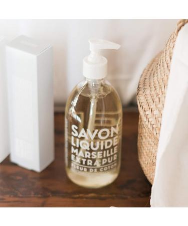 Compagnie de Provence Savon de Marseille Extra Pure Liquid Soap - Cotton Flower 16.7 Fl Oz - Glass Pump Bottle - Buy Online on GoSupps.com