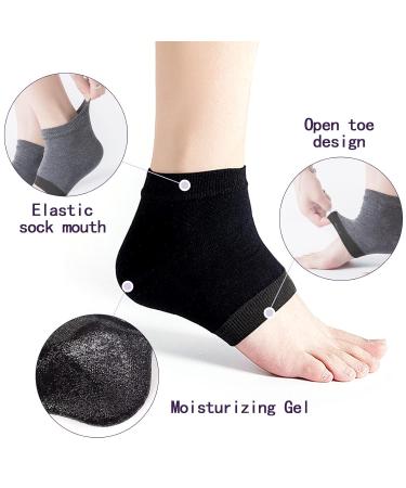 Moisturizing Gel Socks for Cracked Heels Treatment - Open Toe Silicone Spa Socks for Dry Feet Care (2 Pairs - Black & Gray) - Perfect for Women - Buy Online on GoSupps.com