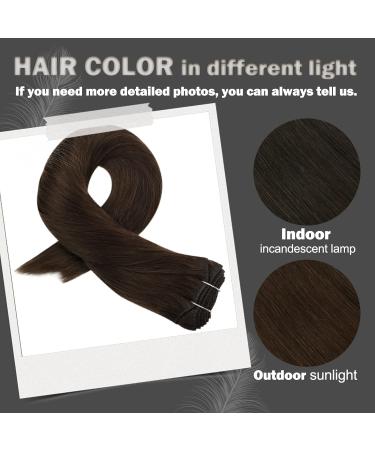 Moresoo 18 Inch Dark Brown Human Hair Weft Extensions - Double Weft Real Hair 100g/Pack #4 | Sew-in Hair Extensions for Natural Look - Buy Online on GoSupps.com