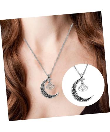 ifundom Delicate Neck Jewelry Cutout Moon Necklace Vintage Decor Yoga Ornament Dainty Necklace Romantic Necklace Pendant Lotus Flower Decor - Buy Online on GoSupps.com