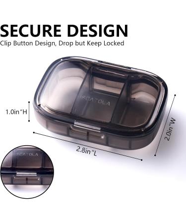 Sukuos 2 Pack Small Pill Box - Travel Pill Organizer with 3 Compartments for Medicines Vitamins & Supplements - Portable Daily Pill Case in Black - Buy Online on GoSupps.com