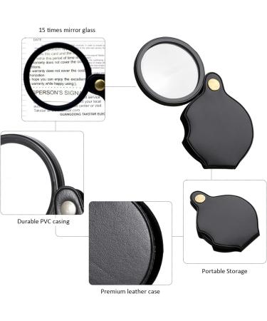 15-Fold Pocket Magnifying Glass | Portable Magnifier with Cleaning Cloth & Storage Bag | Ideal for Reading & Detailed Viewing - Buy Online on GoSupps.com