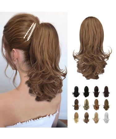 Sofeiyan 13" Ponytail Extension Long Curly Ponytail Clip in Claw Hair Extension Natural Looking Synthetic Hairpiece for Women 26T30# 13"Claw Clip in