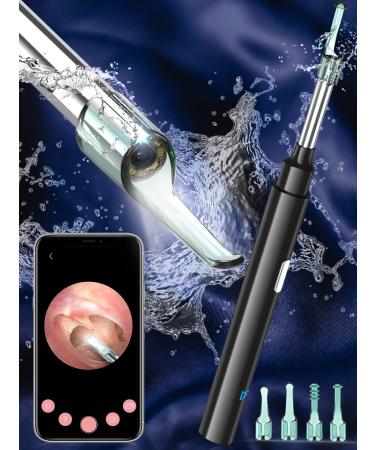 Ear Wax Removal Ear Cleaning Kit with Camera 1080P HD 6 LED Lights IP67 Waterproof Ear Wax Cleaner WiFi 360 Wide-Angle Wireless Ear Endoscope Ear Wax Removal kit for iPhone iPad Android Phones Black