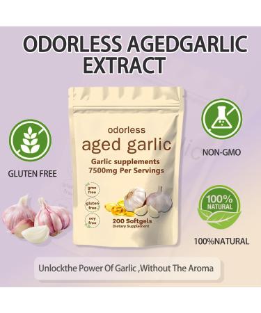 TANSPRESSO Elare Organic Aged Garlic Extract 7500mg Odorless 200 Softgels | Org anic Non-GMO Gluten-Free | Daily Immune for Adults (1PC) - Buy Online on GoSupps.com