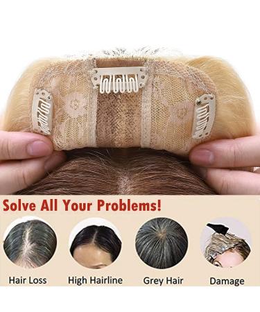 Elailite Real Hair Clip-In Toupet for Women | Silk Base Extensions Topper | 130% Density Remy Hair | 6-15cm Length | #613 Bleached Blonde - Buy Online on GoSupps.com