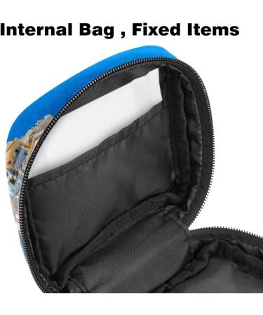 Menstruation Pad Bag with Zipper | Women's Napkin & Tampon Collection Bag | Stylish & Durable | Greece Santorini Caldera - Buy Online on GoSupps.com
