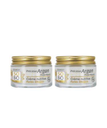 L A NATURE SO BiO tic | Nourishing cream Argan Pearls Precious Argan Mature skin | Nourished skin | Firmness & density | Organic Argan Oil Plant collagen | Made in France | Pack of 2x50ml