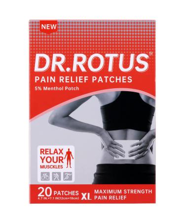 Dr.Rotus Pain Relief Patches (20 Count) Extra Large Patch Maximum Strength Quickly Relieves Muscle Aches Neck Back Shoulder and Joint Pain - XL