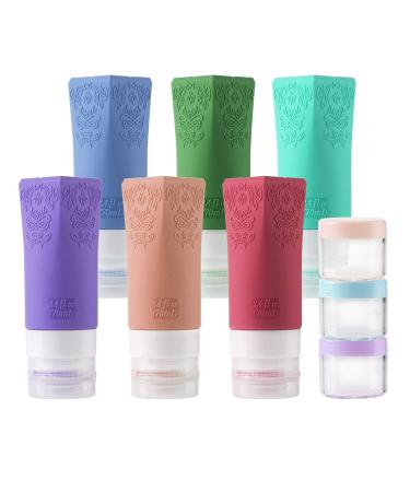 Cosmetic Travel Containers, Leakproof Silicone Travel Bottles Set, TSA Approved Travel Size Cosmetic Toiletries Containers Accessories Set for Shampoo Conditioner Facial Cleanser Cream