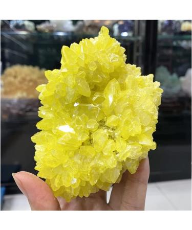Natural Crystal Rough Minerals Stones 1 Pieces hot Natural Rough Stone Crystal Cluster raw Yellow Bulk Native Sulfur massif Rock Sulfur for Home Decoration Crystal Stones Decoration Home Decoration ER