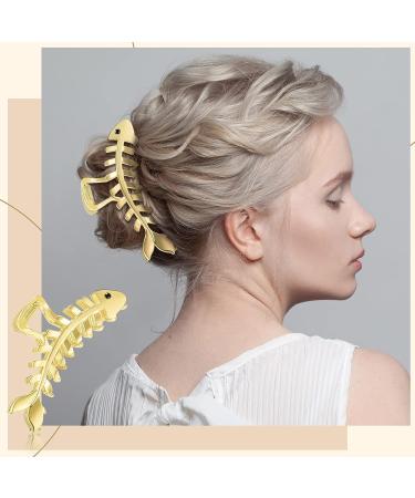 Jutom 3 Pcs Fish Bone Hair Clips Set - Gold, Silver, Large Metal Claw Clips for Thick & Thin Hair Styling - Non Slip Hair Accessories - Buy Online on GoSupps.com