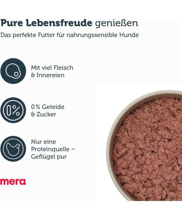 Mera Pure Sensitive Poultry Hearts - Grain-Free Wet Dog Food (6x400g) | High Meat Content | 100% Animal Protein for Sensitive Dogs - Buy Online on GoSupps.com