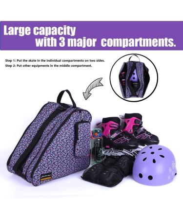 Holisogn Ice & Roller Skate Bags - Premium Leopard Violet Bags for Kids, Teens, and Adults - Buy Online on GoSupps.com