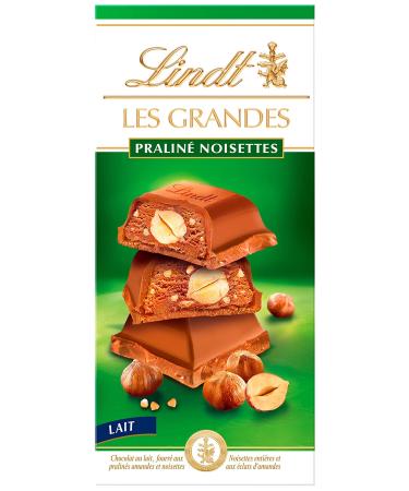 Lindt - LES GRANDES Hazelnut Praline Tablet - Milk Chocolate - 225g