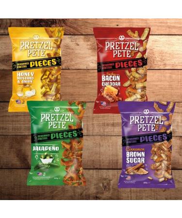 Pretzel Pete Smoky Bacon & Cheddar Seasoned Pretzel Pieces 8 x 160g - Delicious Snack for Every Bite - Buy Online on GoSupps.com