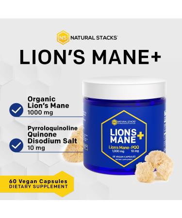 Organic Lions Mane Supplement with PQQ for Memory & Learning - 60 Vegan Capsules - Buy Online on GoSupps.com