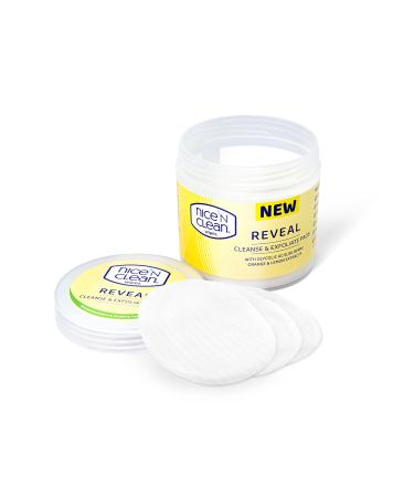 Nice 'N Clean Reveal Exfoliation Pads with Glycolic Acid Bilberry Orange and Lemon Extracts to Gently Cleanse & Exfoliate Skin Face Wipes Make Up Wipes Biodegradable Plastic Free Pads 60 x Pads