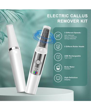 Electric Foot Callus Remover - Rechargeable Pedicure Kit with 3 Speeds 3 Rollers & Professional Foot Care Tool for Smooth Feet - Ideal Gift in Pearl White - Buy Online on GoSupps.com