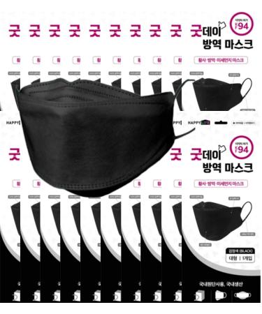 [GOOD DAY] BLACK KF94 Certified SINGLE Use Dust Masks 10 pcs of Individual Package for ADULT - BLACK