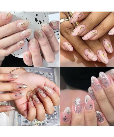 Buy CHANGAR 8 Sheets Moon Star Nail Stickers - Holographic Metallic Sun & Stars Nail Art Decals for Women | Unique Boho Designs | International Shipping Available - Buy Online on GoSupps.com