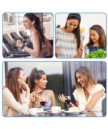 Colorful Crystal Rhinestone Headband Set - 3 Slipproof Hair Accessories for Women & Girls | Elastic Hair Bands in 3 Colors - Buy Online on GoSupps.com