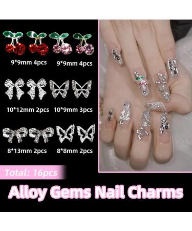 3D Bows Nail Charms - Pink Red White Black & Mixed Colors | Butterfly & Cherry Nail Art Gems for DIY Nail Decor - Buy Online on GoSupps.com
