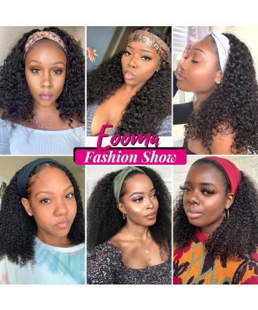 Eooma 10A Brazilian Kinky Curly Headband Wig 16 Inch - Natural Black Remy Hair for Black Women - Buy Online on GoSupps.com
