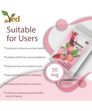 Ved Lycopene Supplement 50mg x 180 Softgels - Non-GMO Formula for Energy Balance - 6 Month Supply - Buy Online on GoSupps.com