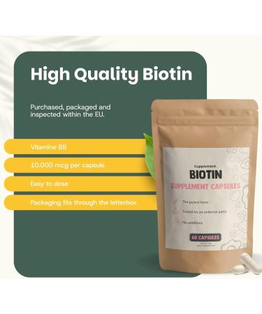 Biotin 60 Capsules 10000mcg per Capsule Cheveux Superfood Suppl ment Croissance des cheveux Sans poudre 5mg 10000 comprim s Biot ne Biotine Vitamine - Buy Online on GoSupps.com