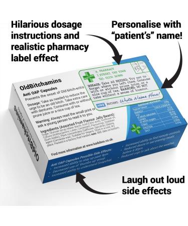 OldBitchamins - Funny Joke Prank Pill Box with Jelly Beans Sweets - Gag Gift for Mum | Mothers Day & Birthday Gifts Under 10 - Buy Online on GoSupps.com