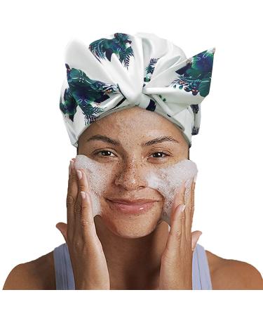 Botanical Leaves Shower Cap for Women - Reusable Waterproof, Adjustable & Oversized for All Hair Lengths - Buy Online on GoSupps.com