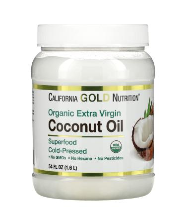 Organic Coconut Oil, Extra Virgin, Unrefined, Certified USDA Organic, Cold-Pressed, Non-GMO, Hexane and Pesticide free, 54 fl oz (1.6 L) 54 Fl Oz (Pack of 1)