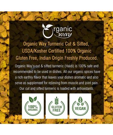 Organic Way Premium Turmeric Root Cut & Sifted 1lb - Immunity Booster Herbal Tea | USDA Certified from India | Non-GMO & Gluten-Free - Buy Online on GoSupps.com