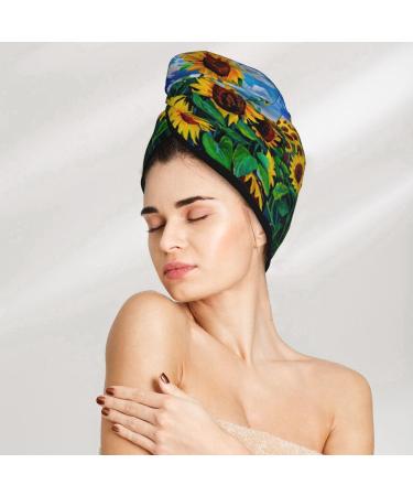 Hair Towel Wrap for Quick Drying - Sunflower Button Towel Turban | Soft & Absorbent - Buy Online on GoSupps.com