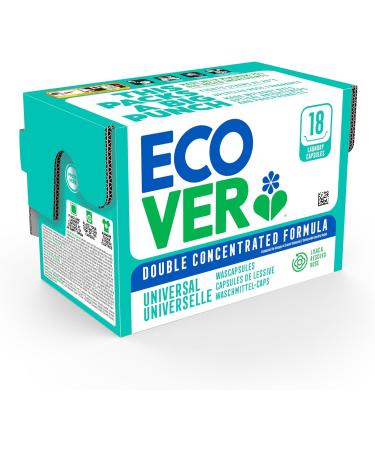 Ecover Universal Capsule Laundry Detergent Liquid Laundry Detergent in Capsules Fights Stains from 20 Degrees Lilac & Rose Scent 18 Washes - Buy Online on GoSupps.com