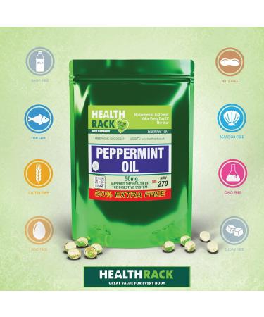 Peppermint Oil 50mg Capsules - Digestion Support - GMO Free - Made in UK - 270 Count - Buy Online on GoSupps.com