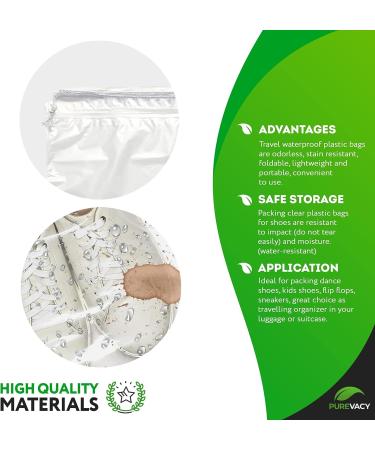 PUREVACY Clear Drawstring Bags 12x16.5 - Pack of 100 | Waterproof 2 mil Plastic Bags for Travel, Shipping, Storage | Odorless Shoe Dust Bags with Double Cotton Drawstrings - Buy Online on GoSupps.com