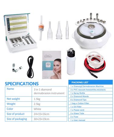 TopDirect 3-in-1 Diamond Microdermabrasion Machine with Vacuum & Spray - Professional Facial Skin Care Equipment (65-68cmhg) - Buy Online on GoSupps.com