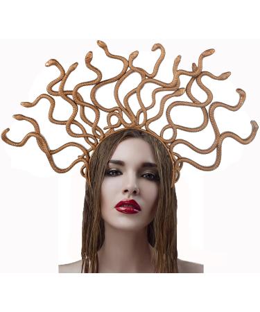 Faxianther Gold Snake Headband Halloween Costume Cosplay Headpiece Hair Hoop Scary Day Of The Dead Fancy Dress Party Masquerade Ball Snake Crowns Tiaras Hair Band - Buy Online on GoSupps.com