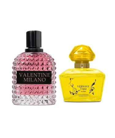 Women's Perfume Combo Set Milano Women&Versave Topuz Floral Fruity Fragrance Eau De Parfum Elegant 100ml Bottle Natural Spray Each for Daily Used Milano&Versave Topuz