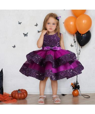 Miipat Baby Girl Tulle Sequin Princess Party Dress | Formal Flower Girls Birthday Wedding Pageant Dress 4-5 Years Purple - Buy Online on GoSupps.com